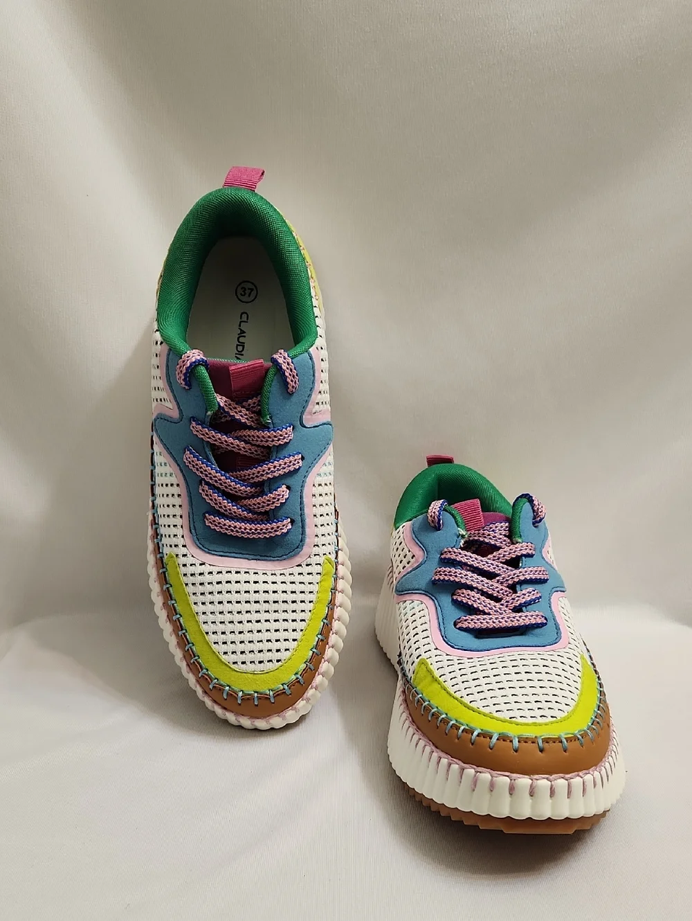 Claudia Ghizzani Cozzy Girl Coachel Multi-Paneled Platform Sneakers (W Size 37)